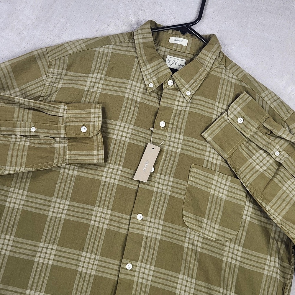 J.Crew Mens XL Green Plaid Classic Fit Button Down Shirt J6703 New